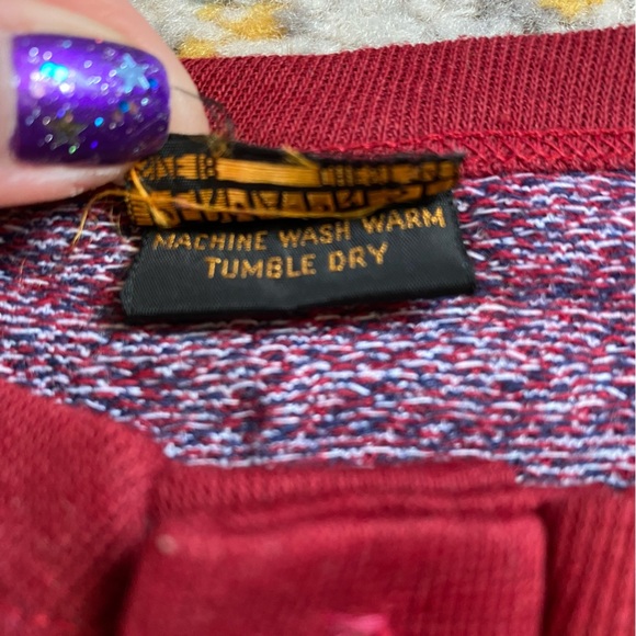 Vintage 70s Permanent-Prest By Sears Floral Knit Button Up Shirt - Picture 5 of 6